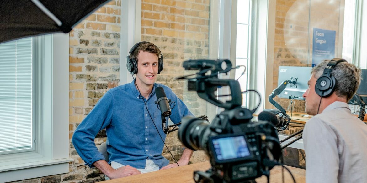 man wearing headset