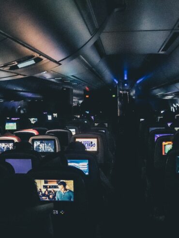 turned-on headrest monitors