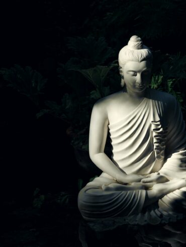 white Buddha statue on body of water