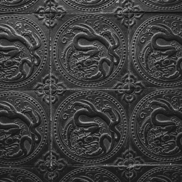 black and white floral textile