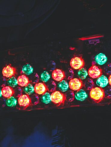 red and green lighted candles