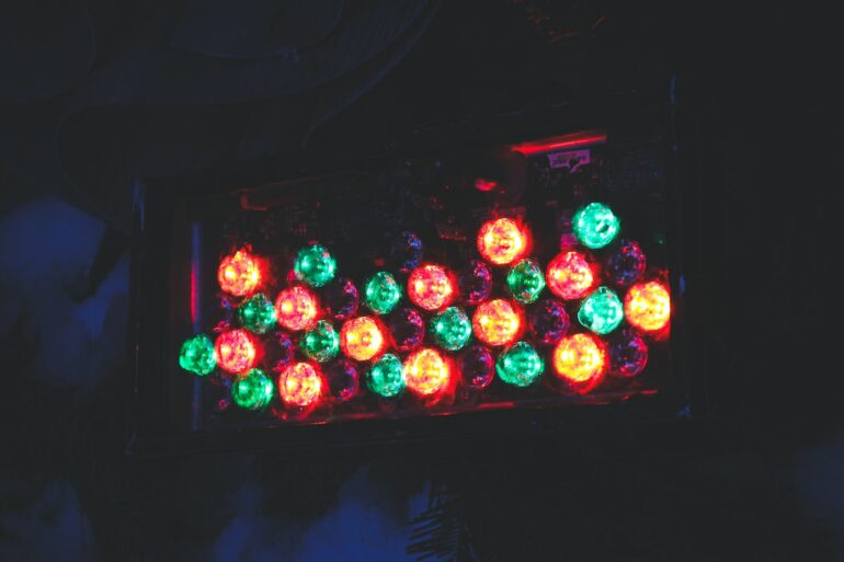 red and green lighted candles