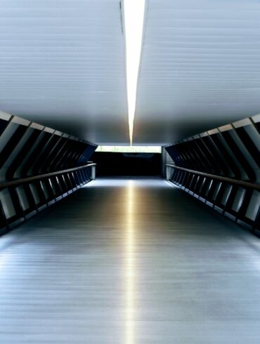 white and black hallway