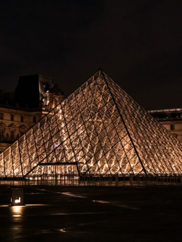 black metal pyramid during night time