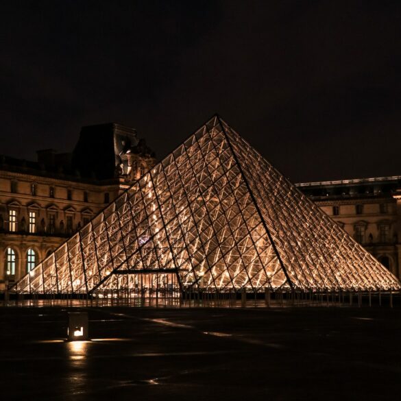 black metal pyramid during night time