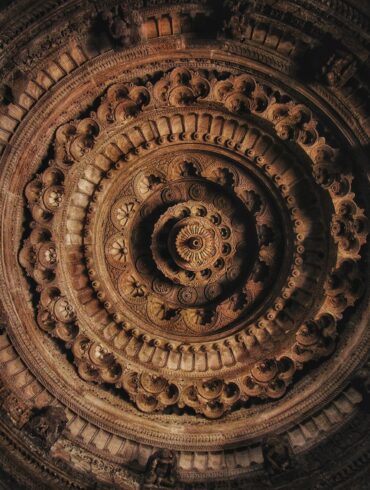 brown and black round decor