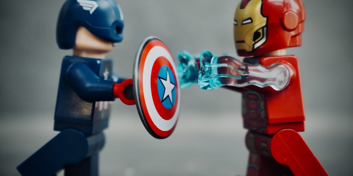 red and blue robot toy
