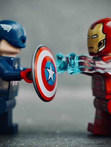 red and blue robot toy