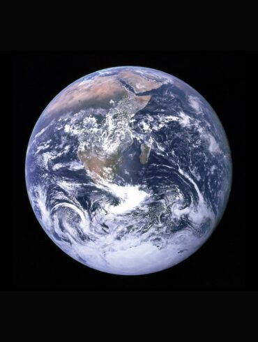 Earth with clouds above the African continent
