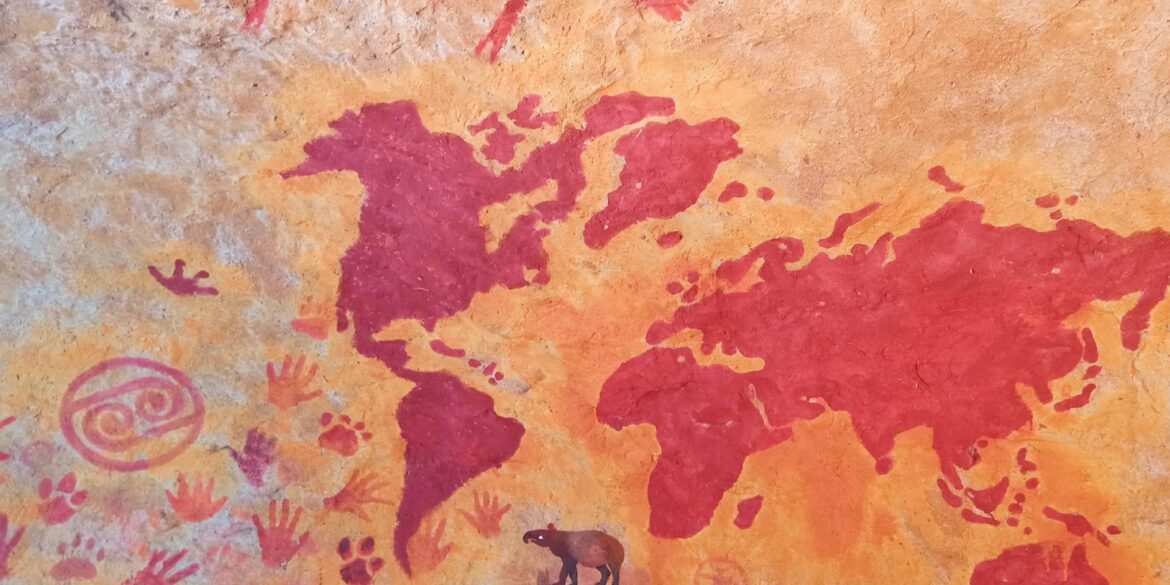 a map of the world painted on a wall