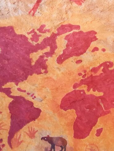 a map of the world painted on a wall