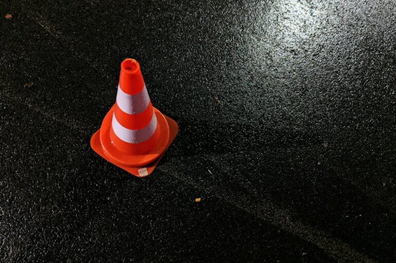 orange and white traffic cone