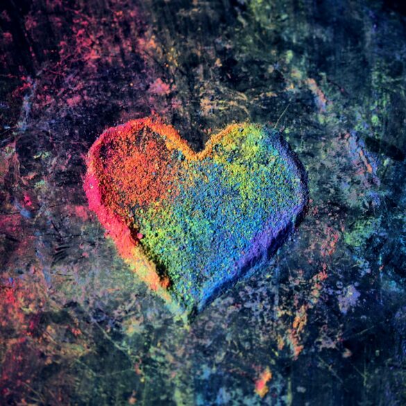 green and red heart shaped textile