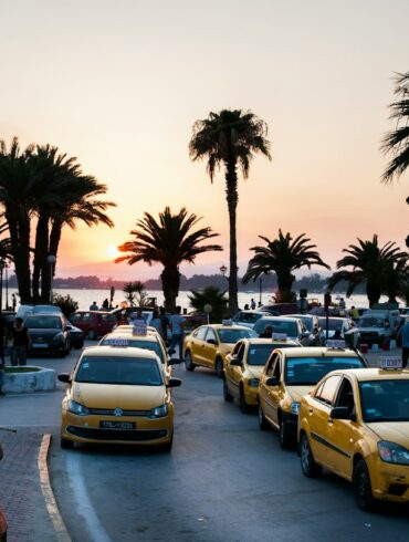 yellow taxis parked in line