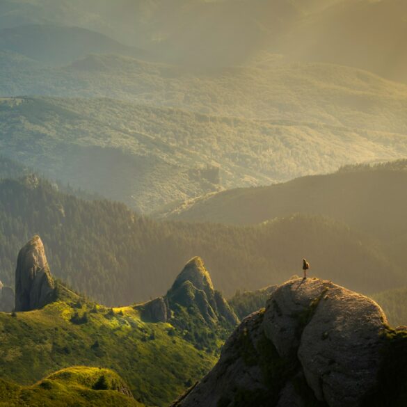 landscape photography of mountain hit by sun rays