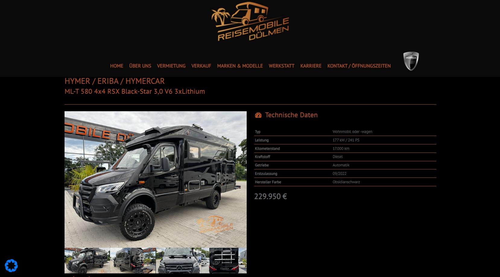 Hymercar ml t 580 4x4 rsx black star 3 0 v6 3xlithium reisemobile duelmen