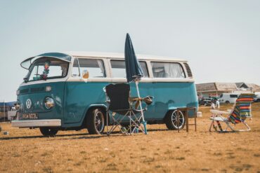blue Volkswagen T2 van