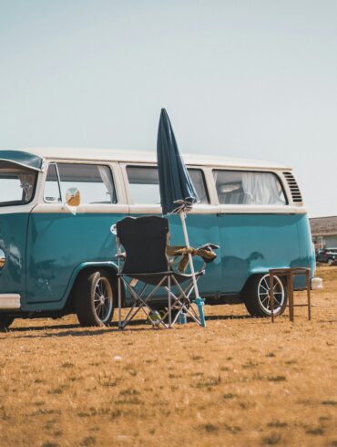 blue Volkswagen T2 van