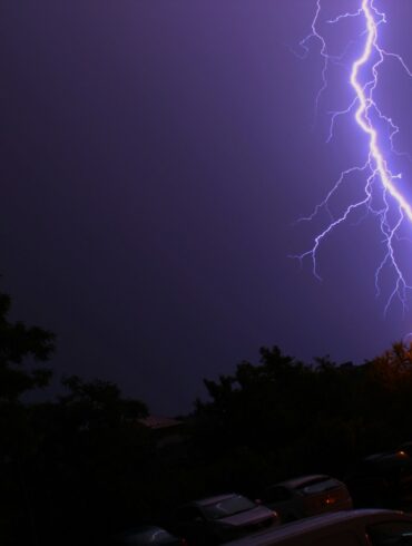 lightning bolt in dark rainy night