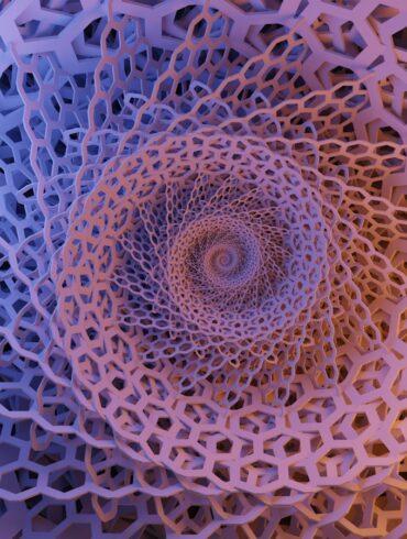blue and white spiral illustration