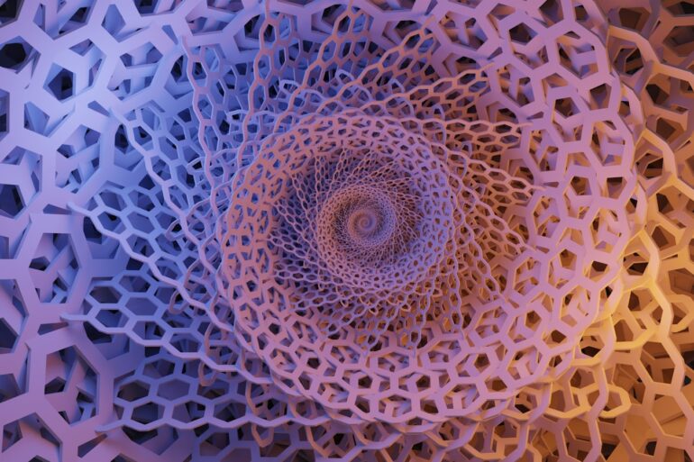 blue and white spiral illustration