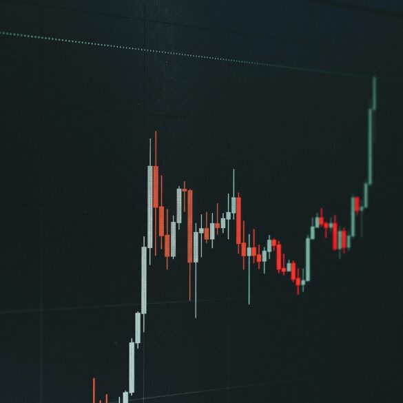 Stock market chart showing upward trend.