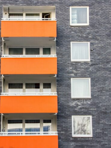 white and blue concrete building
