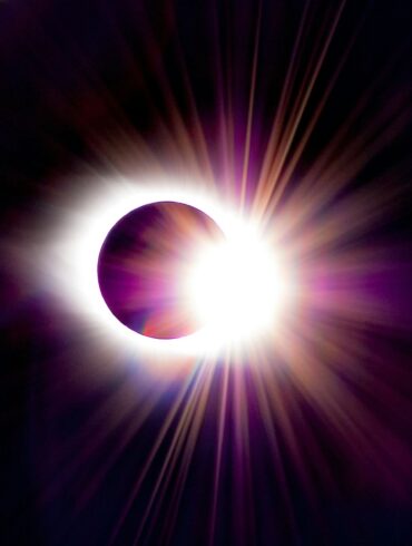 a solar eclipse is seen in the dark sky
