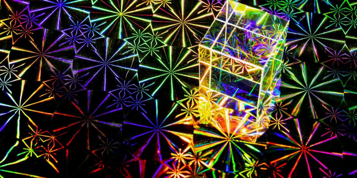 a multicolored picture of a chair in a room
