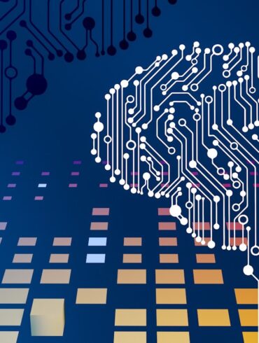 a computer circuit board with a brain on it